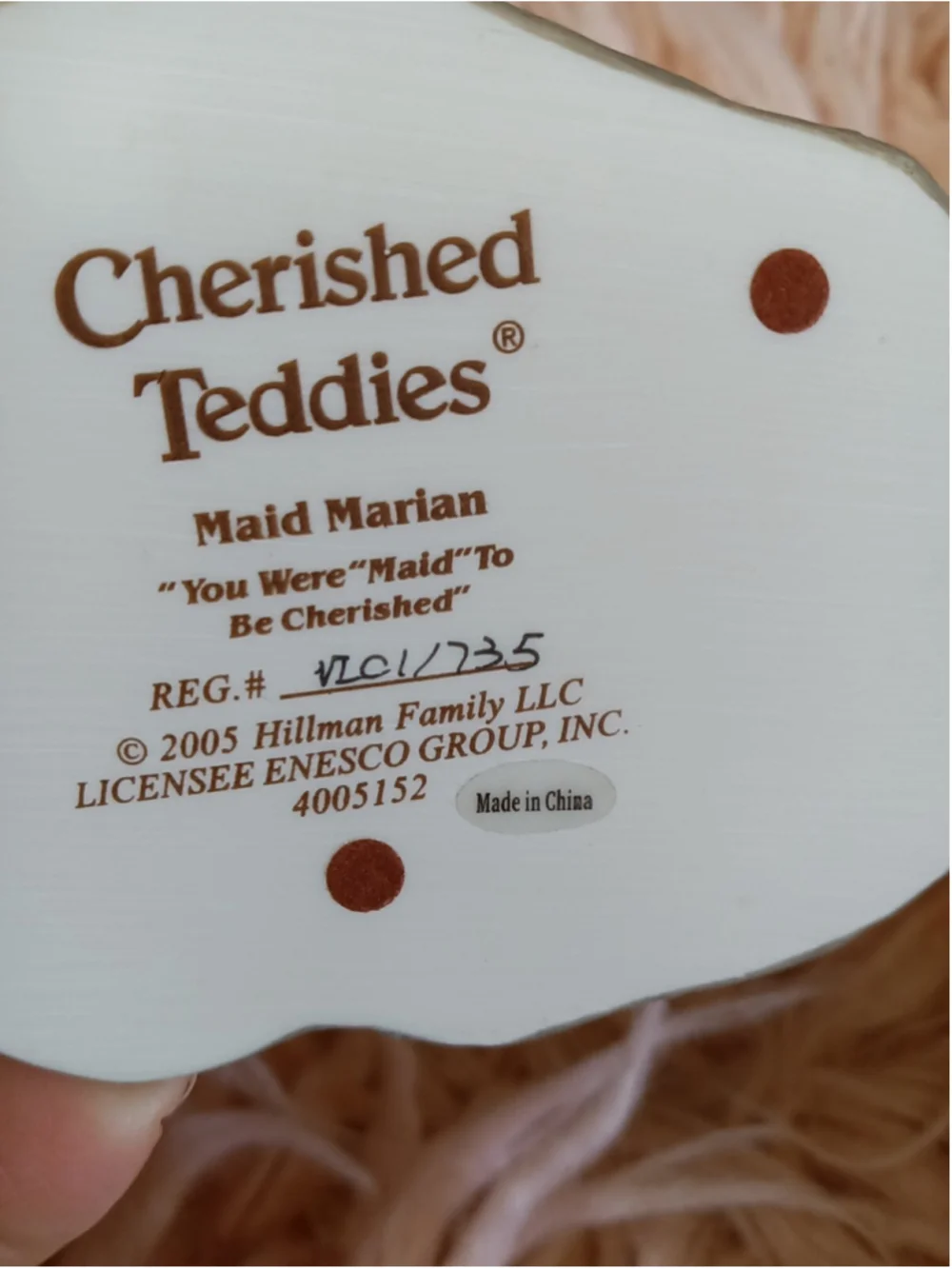 Cherished Teddies 2005 Maid Marian with Tree Mushrooms Bunny Flowers Bear